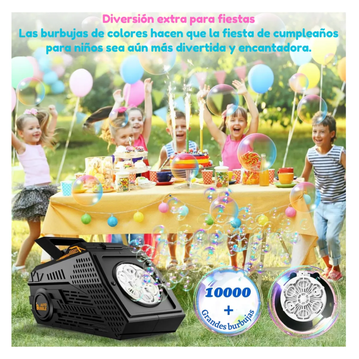 BIG PARTY - Máquina De Burbujas Recargable Portátil 20 Cm Con Usb