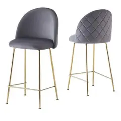 HABITA2 CHILE - Pack 2 Taburete Deluxe Gold Terciopelo Beige