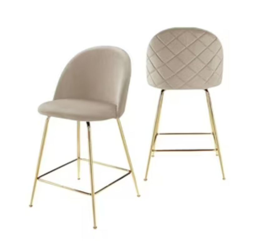 Pack 2 Taburete Deluxe Gold Terciopelo 66cm Beige