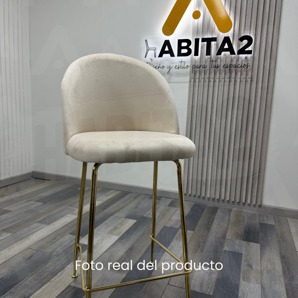 HABITA2 CHILE - Pack 2 Taburete Deluxe Gold Terciopelo