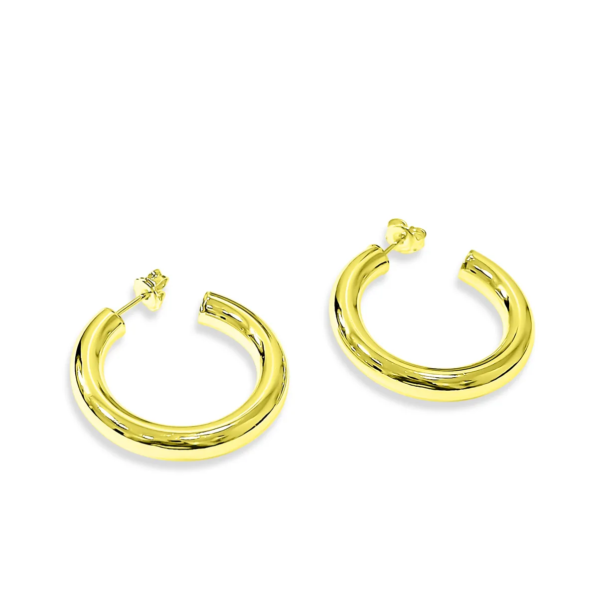 COGGIOLA - Aros Argollas Tubo Redondo 30mm Enchapado Oro 18K