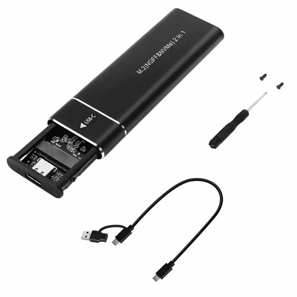 GENERICO - Cofre Externa Usb 3.1 Tipo C Para Ssd M.2 Nvme / Sata Negro