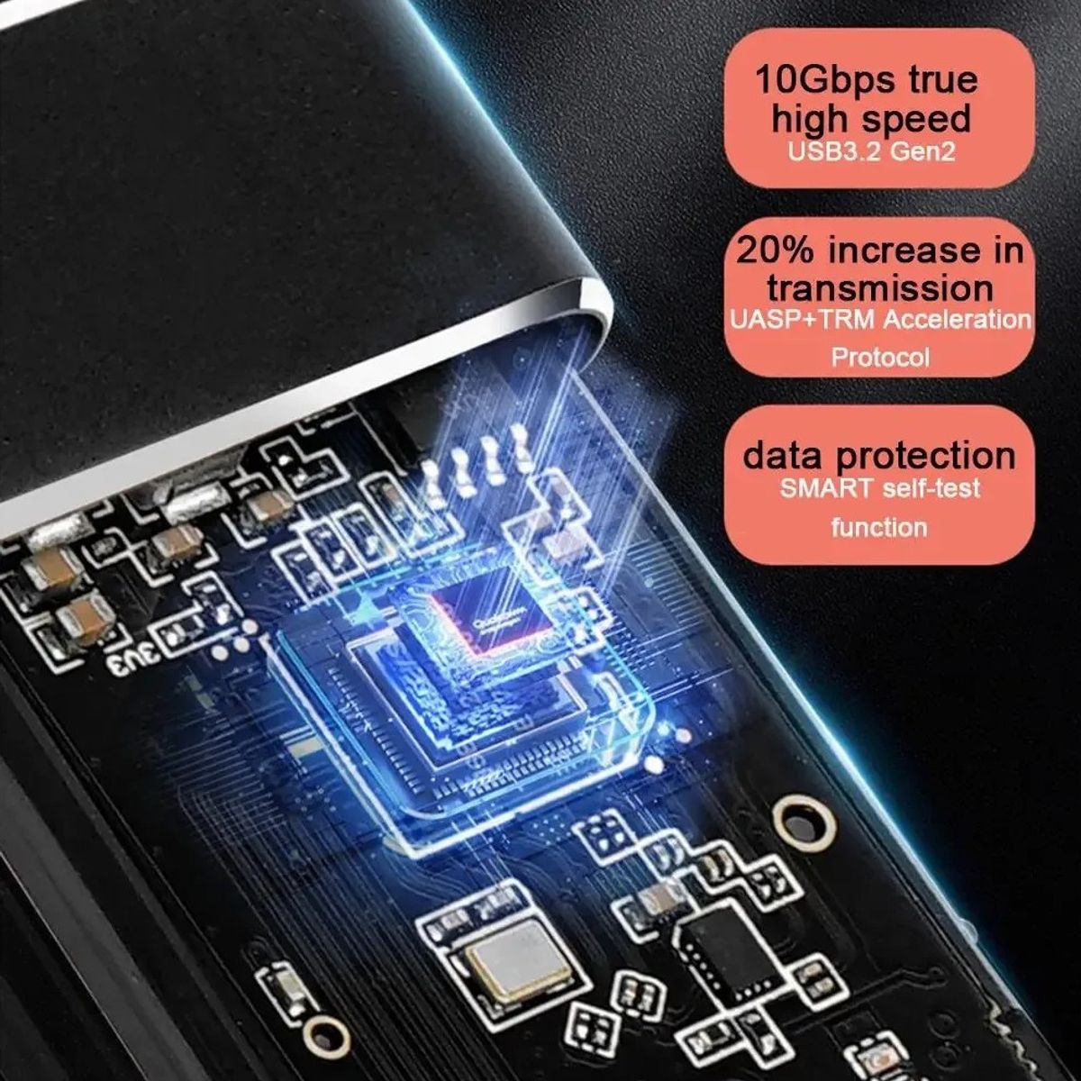 GENERICO - Cofre Externa Usb 3.1 Tipo C Para Ssd M.2 Nvme / Sata Negro