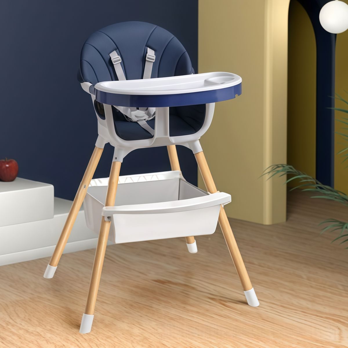 OASIS - Silla De Comer 2 Alturas Grano De Madera Varios Azul oscuro