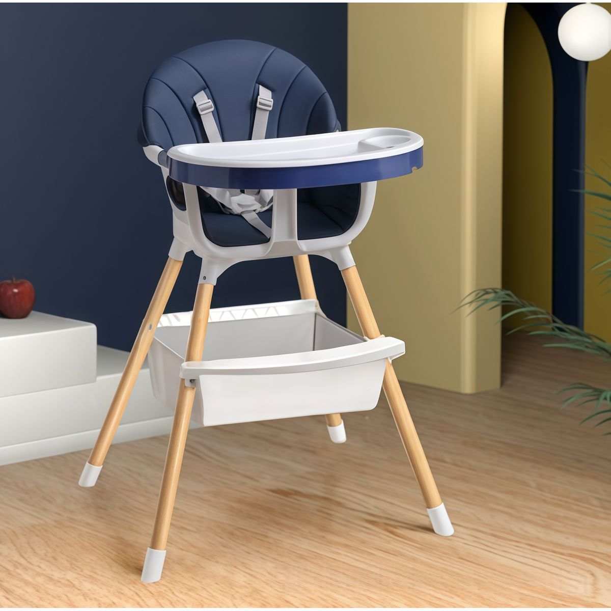 OASIS - Silla De Comer 2 Alturas Grano De Madera Varios Azul oscuro