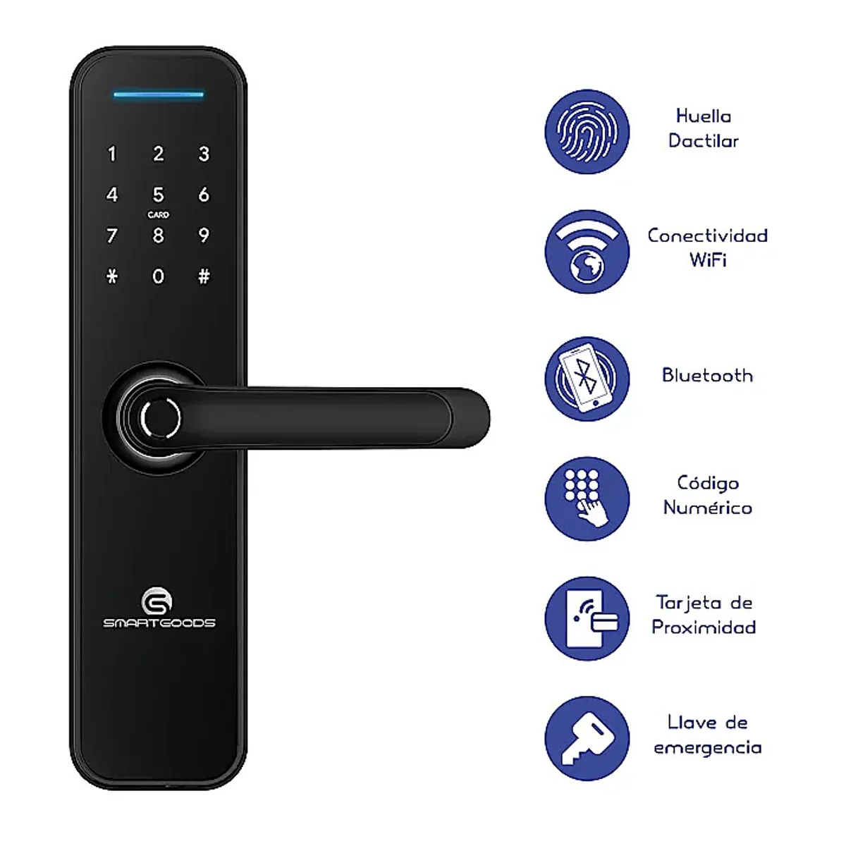 SMARTGOODS - CERRADURA DIGITAL SG290 NEGRA WIFI