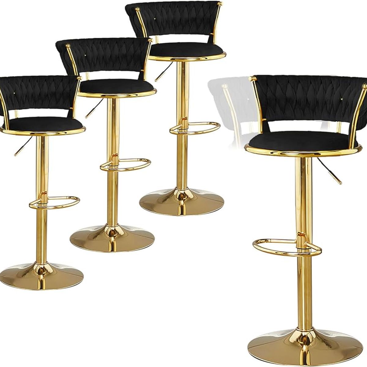 HABITA2 CHILE - Pack 4 Taburetes terciopelo base dorada Queen