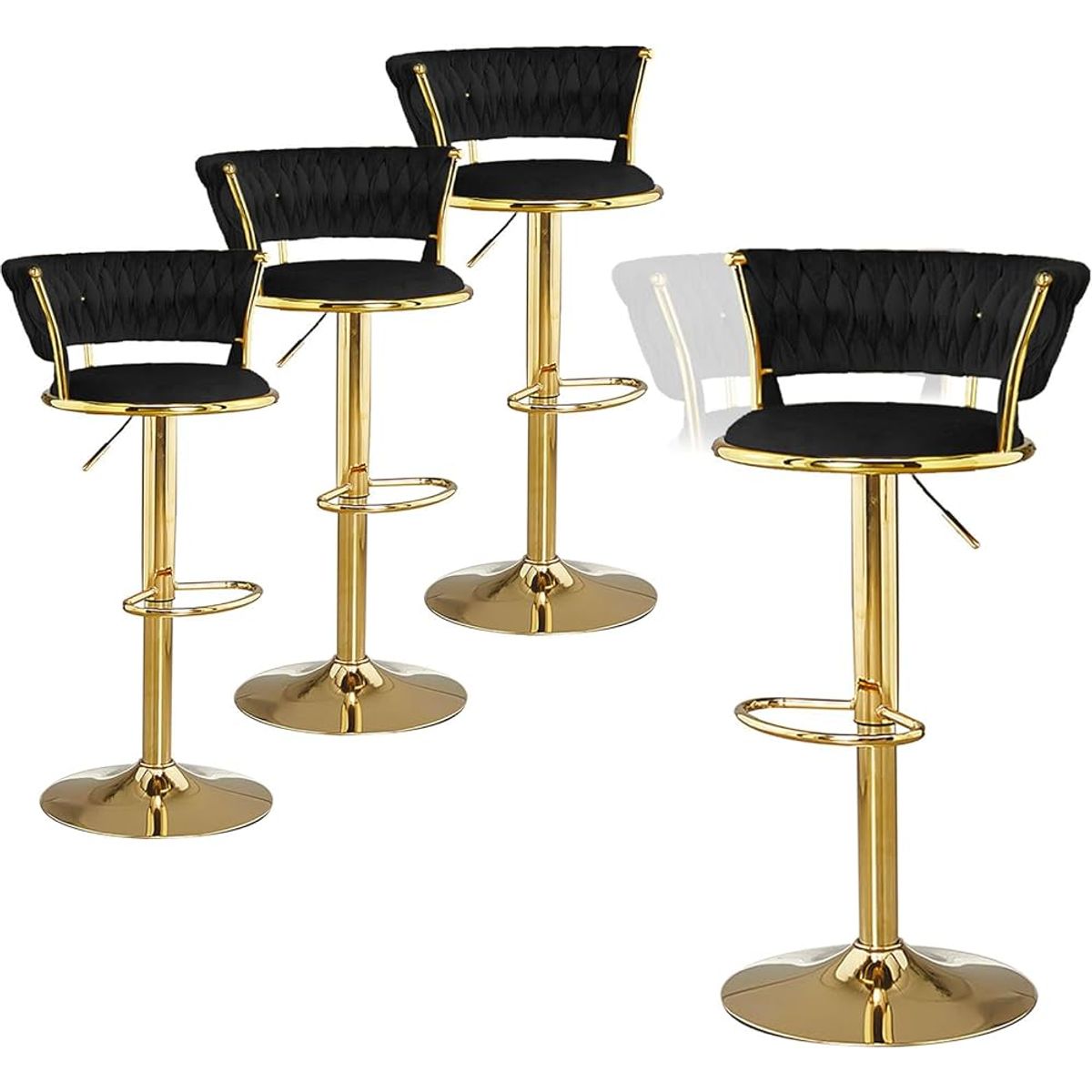 HABITA2 CHILE - Pack 4 Taburetes terciopelo base dorada Queen