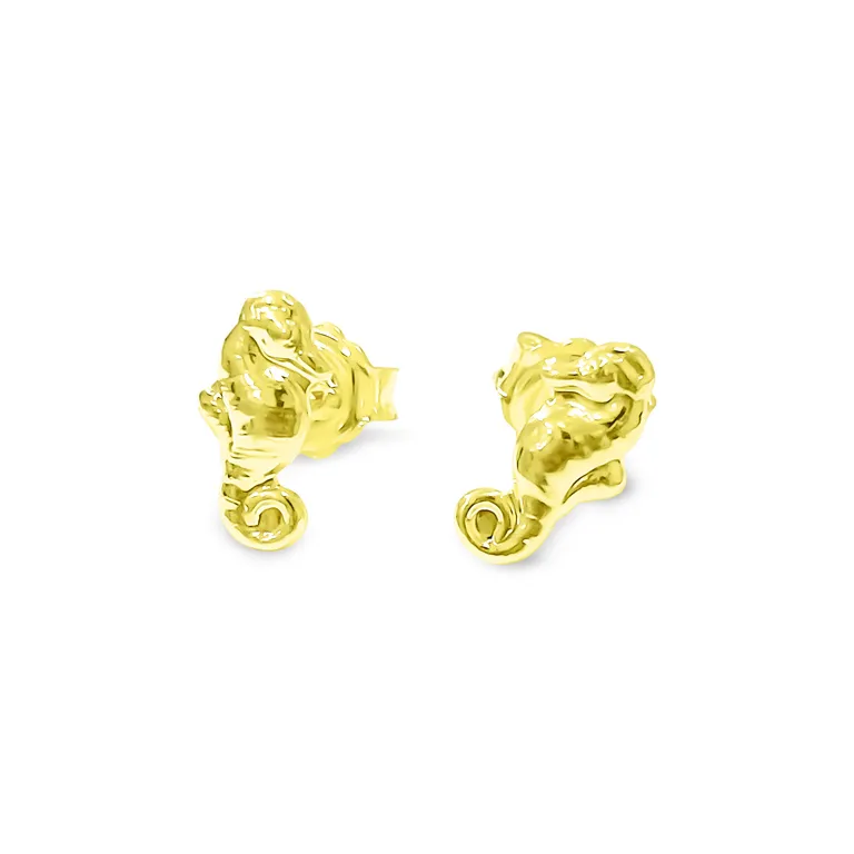 Aros Caballo De Mar Enchapado Oro 18K Dorado TALLA UNICA