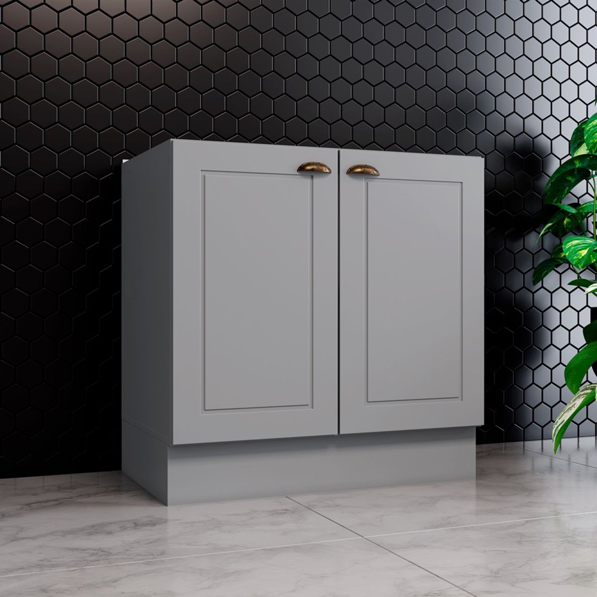 HOME MOBILI - Mueble de Cocina Base 2P Línea Americana Gris