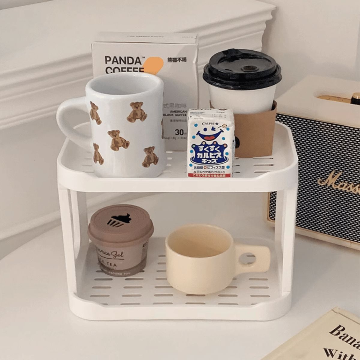 HOMESTAR - Organizador Escritorio Baño 2 Niveles Dispensador Lateral