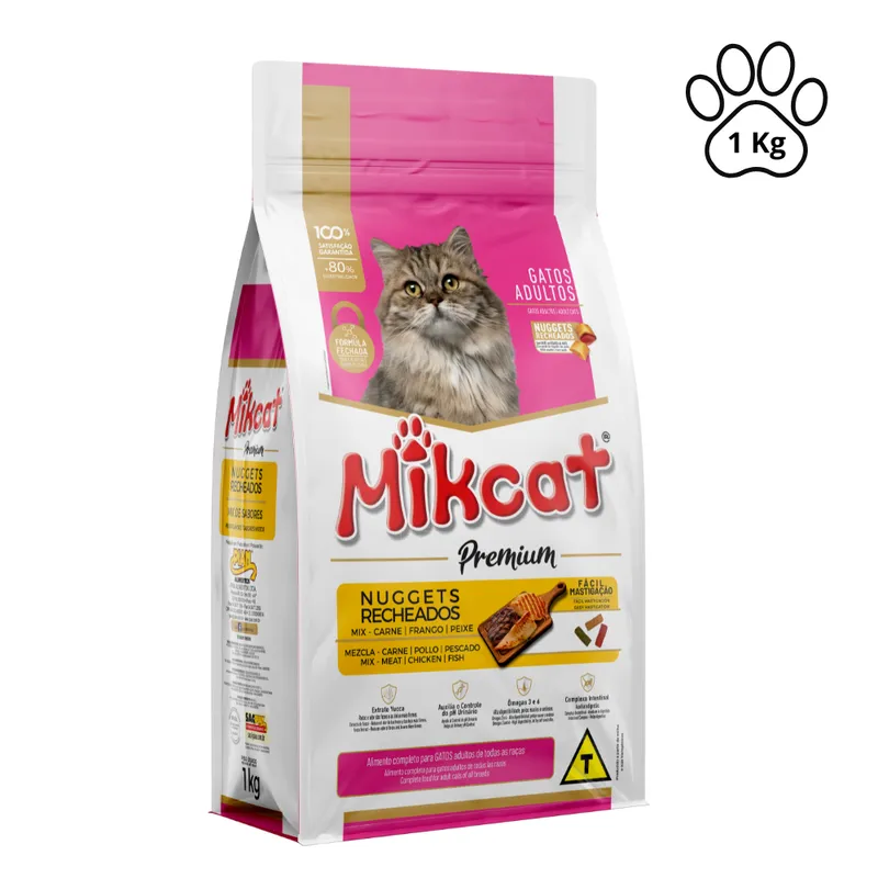 GENERICO - Alimento seco Mikcat Adulto Pescado Carne Pollo 1Kg