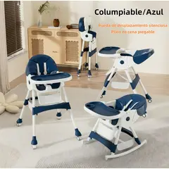 OASIS - Silla De Comer Mecedora 2 En 1 Con Ruedas Azul