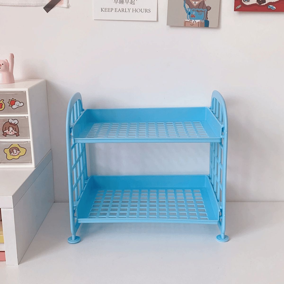HOMESTAR - Estantería Organizador 2 Niveles Azul