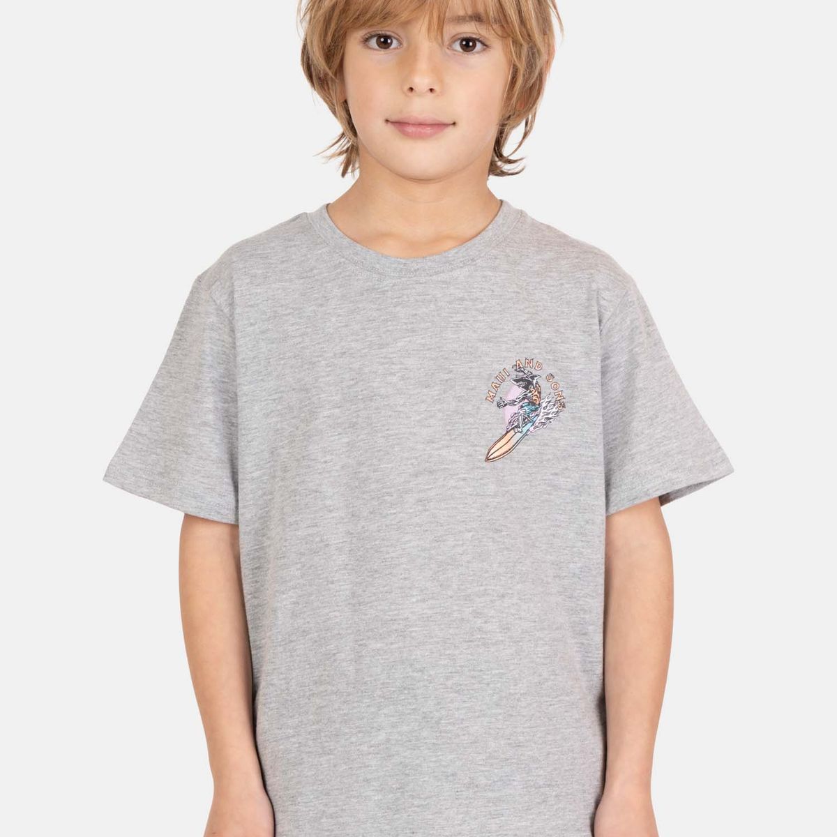 MAUI AND SONS - Polera MC SurfGlow Gris Infantil Maui And Sons