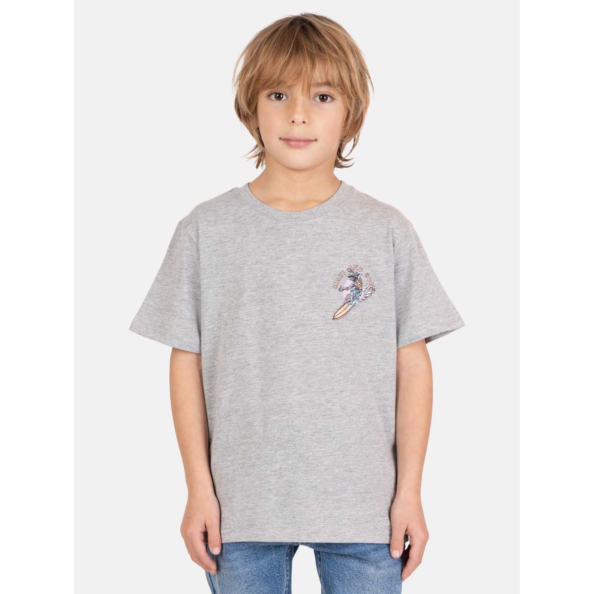 MAUI AND SONS - Polera MC SurfGlow Gris Infantil Maui And Sons