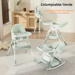 OASIS - Silla De Comer Mecedora 2 En 1 Con Ruedas Verde