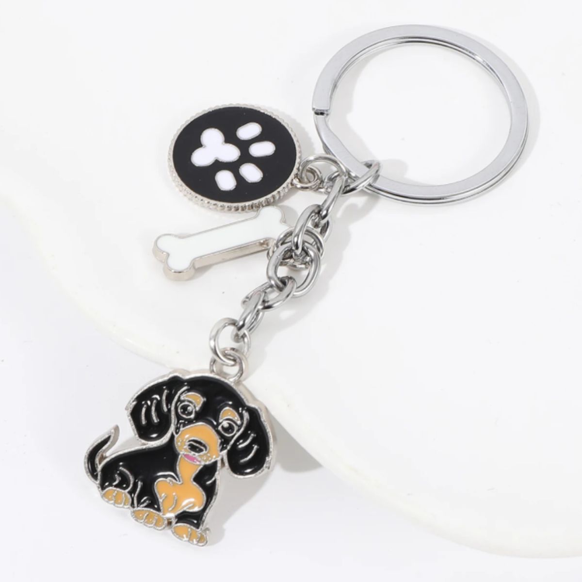 LK LUKSO - Llavero Perrito Salchicha Dachshund en Acero Inoxidable 