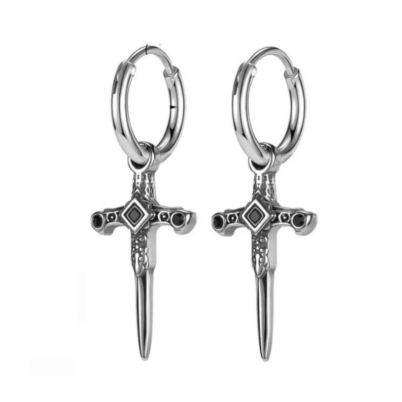 GENERICO - Aros Punk Hombre Mujer Daga Space Earing