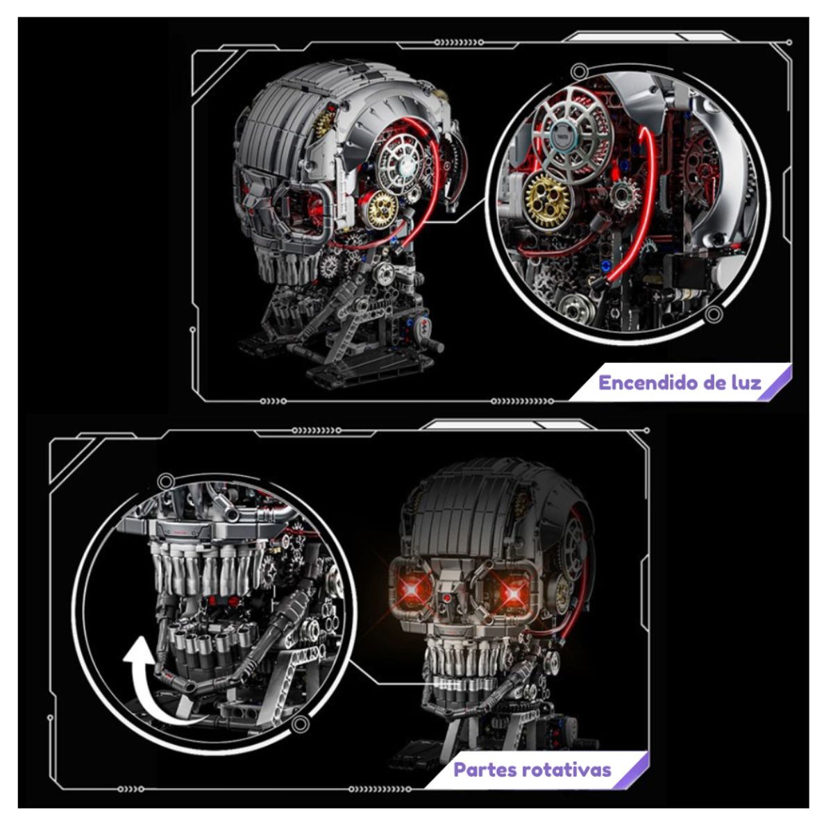 TOY PLUS - Esqueleto Robótico Mecánico 1099 Piezas Armable Con Luz