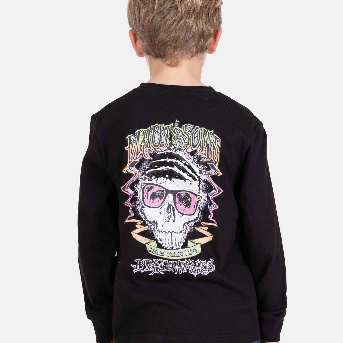 MAUI AND SONS - Polera ML Ohanix Negro Infantil Maui And Sons