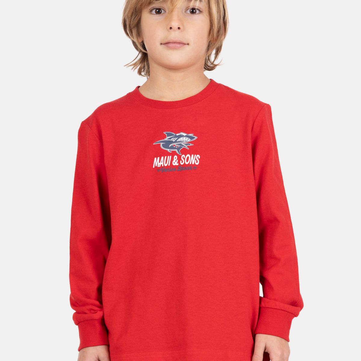 MAUI AND SONS - Polera ML Driftor Rojo Infantil Maui And Sons