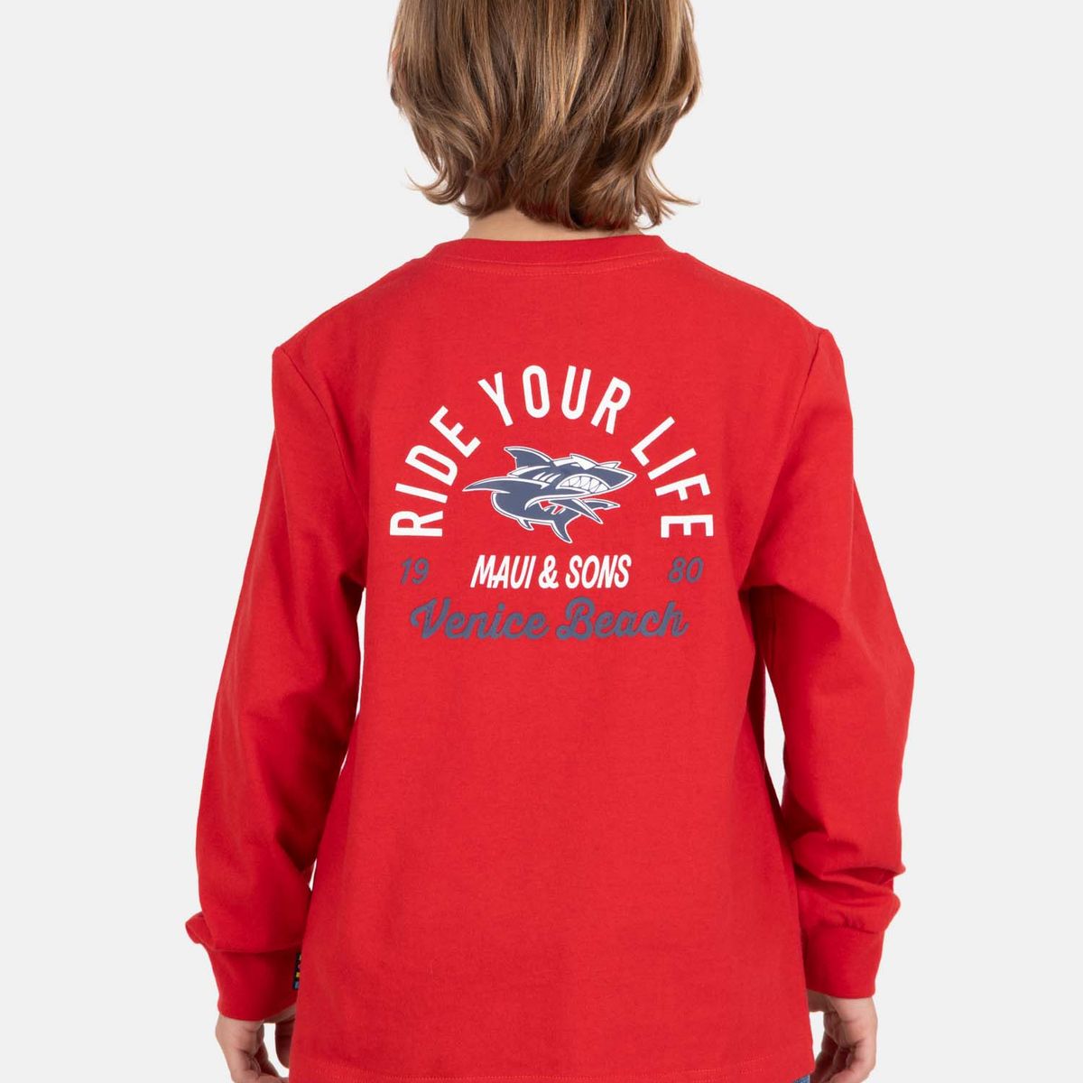 MAUI AND SONS - Polera ML Driftor Rojo Infantil Maui And Sons