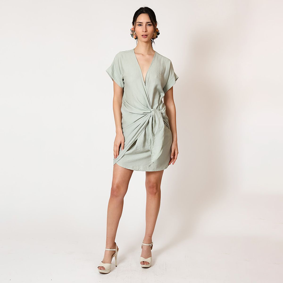 NATALIA SEGUEL - Vestido Josefina Lino Verde Nilo  Natalia Seguel