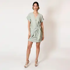 NATALIA SEGUEL - Vestido Josefina Lino Verde Nilo