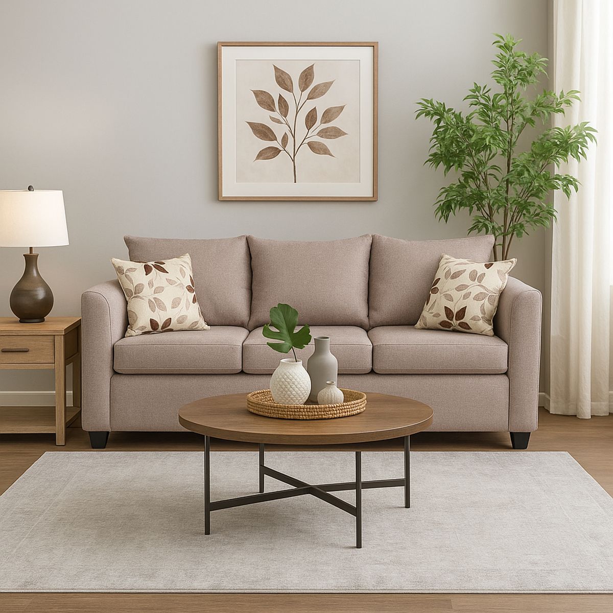 BARRA DESIGN - Sofá 3 Cuerpos Martina Tela beige