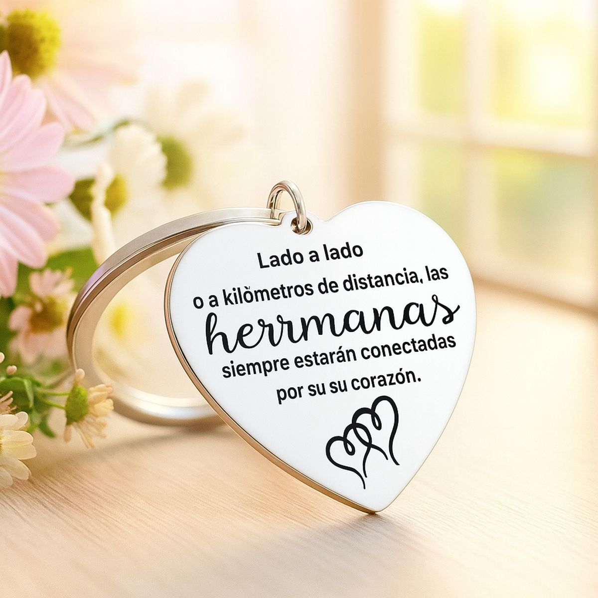 LK LUKSO - Llavero Hermanas en Acero Inoxidable Frase Sentimental Emotiva 