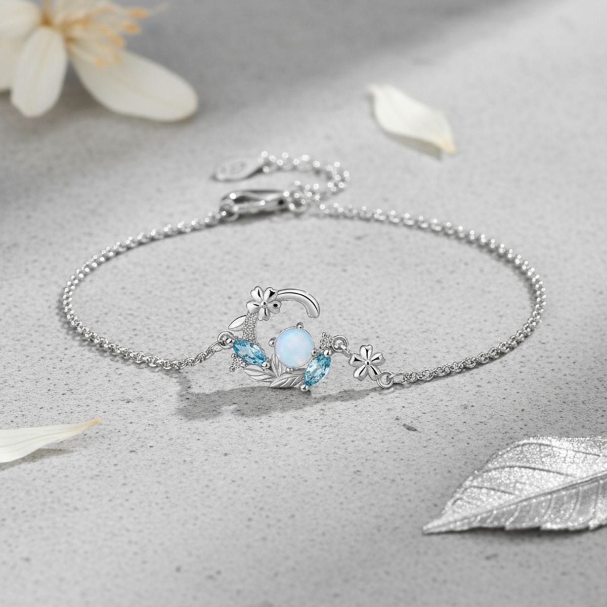 VOUSEZ - Pulsera plata 925 piedra luna mujer joya