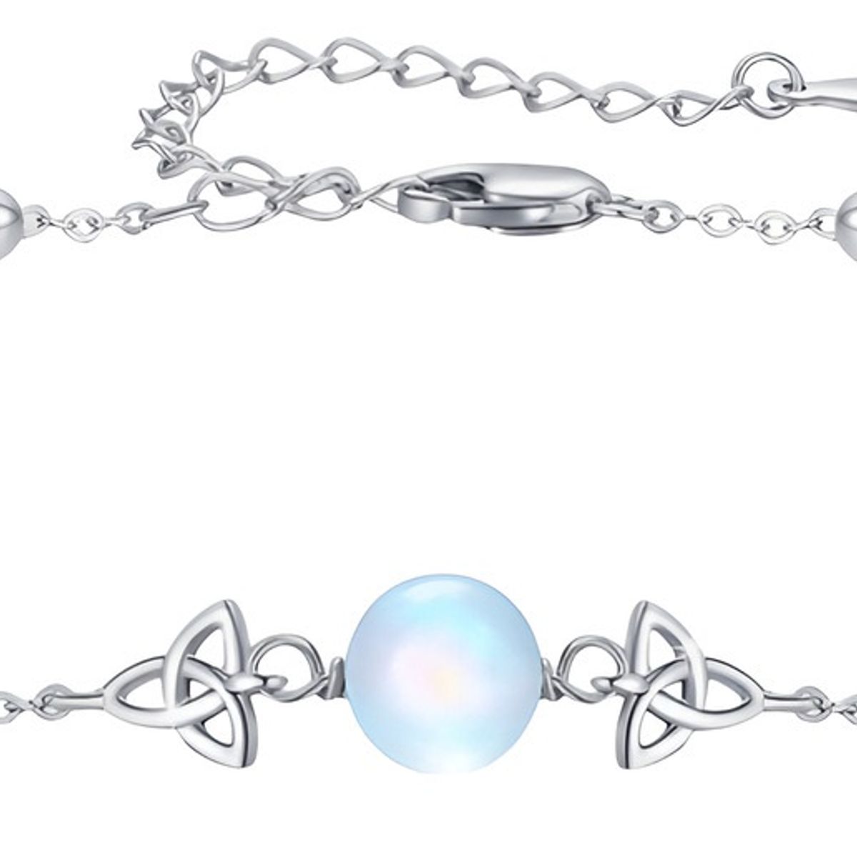 VOUSEZ - Pulsera plata 925 nudo de bruja piedra luna mujer joya