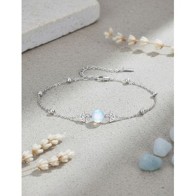 Imagen 2 del producto Pulsera plata 925 nudo de bruja piedra luna mujer joya