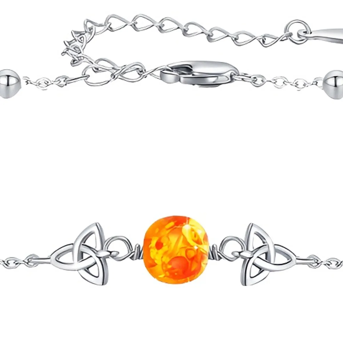 VOUSEZ - Pulsera plata 925 nudo de bruja ambar mujer joya