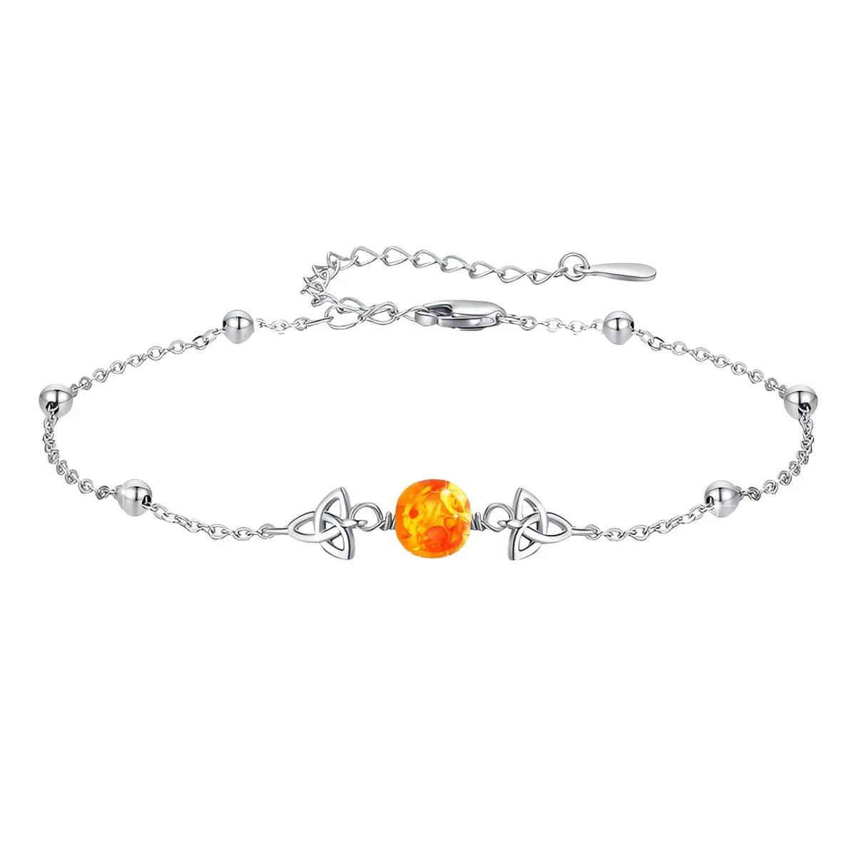 VOUSEZ - Pulsera plata 925 nudo de bruja ambar mujer joya