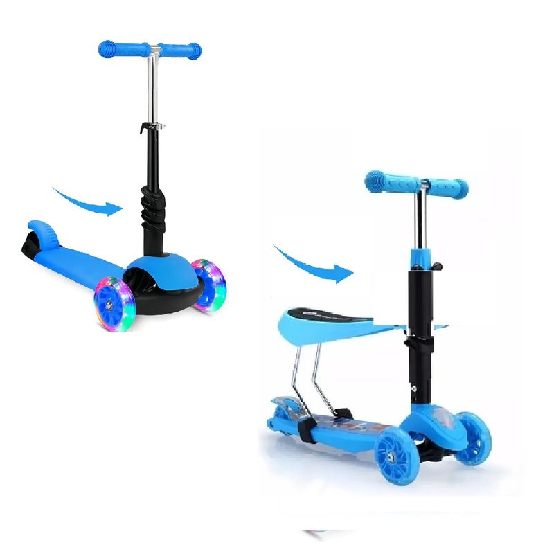 GENERICO - Scooter Monopatin 3 En 1 Ajustable Azul