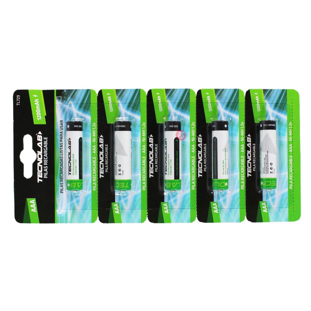 TECNOLAB - Pack 5 Pilas AAA Recargables 1200mAh - PS