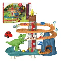 T REX - Pista De Autos Dinosaurio Con Ascensor Y Espiral