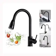 GENERICO - Llave Lavaplatos Extensible Griferia Monomando Cocina Negro