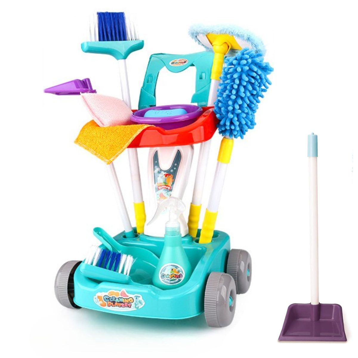 CLEAN - Carrito De Limpieza Infantil Con Accesorios Juego Didáctico