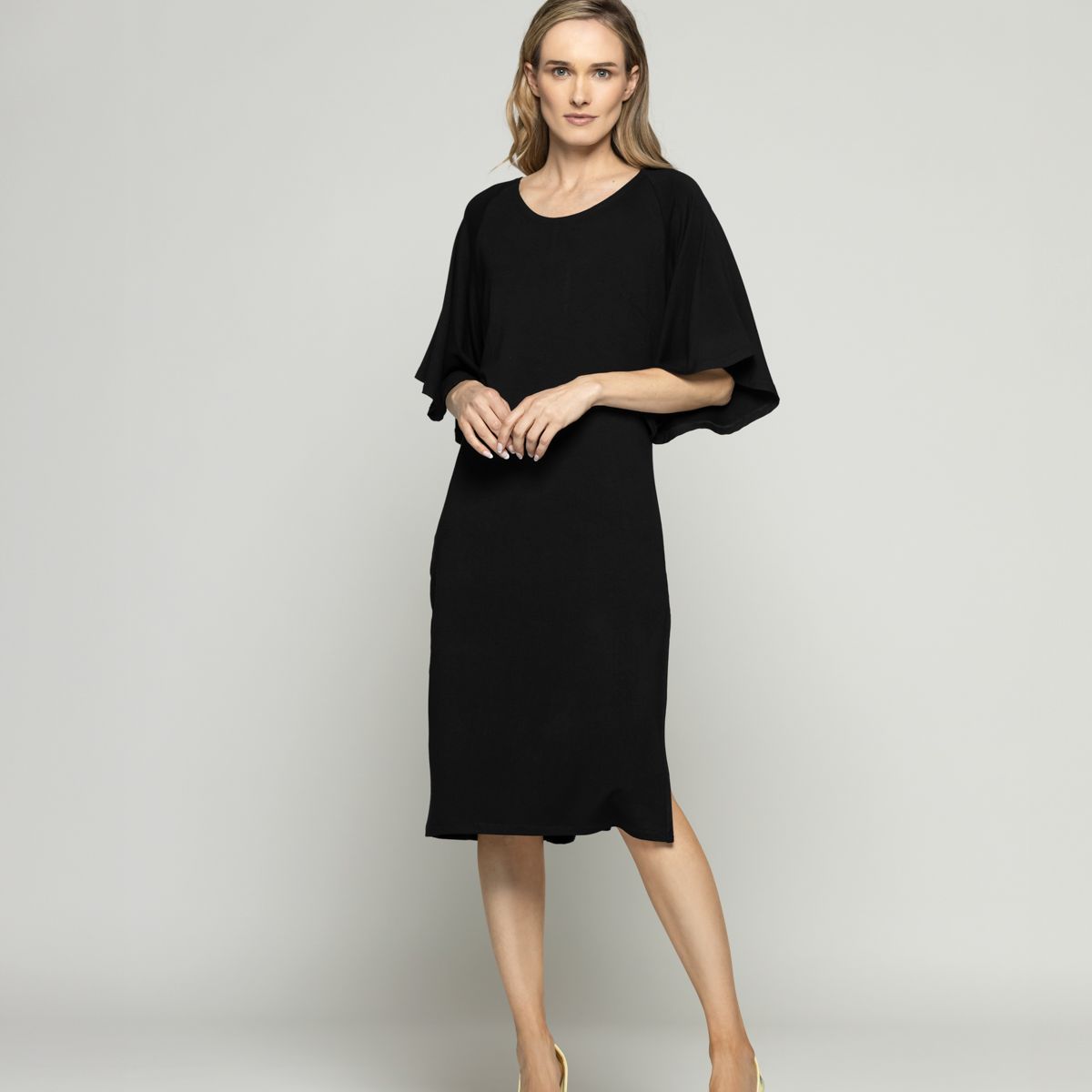 LUDOVICA - Vestido Mujer Zinnia Manga Murciélago Cuello Redondo Negro Ludovica