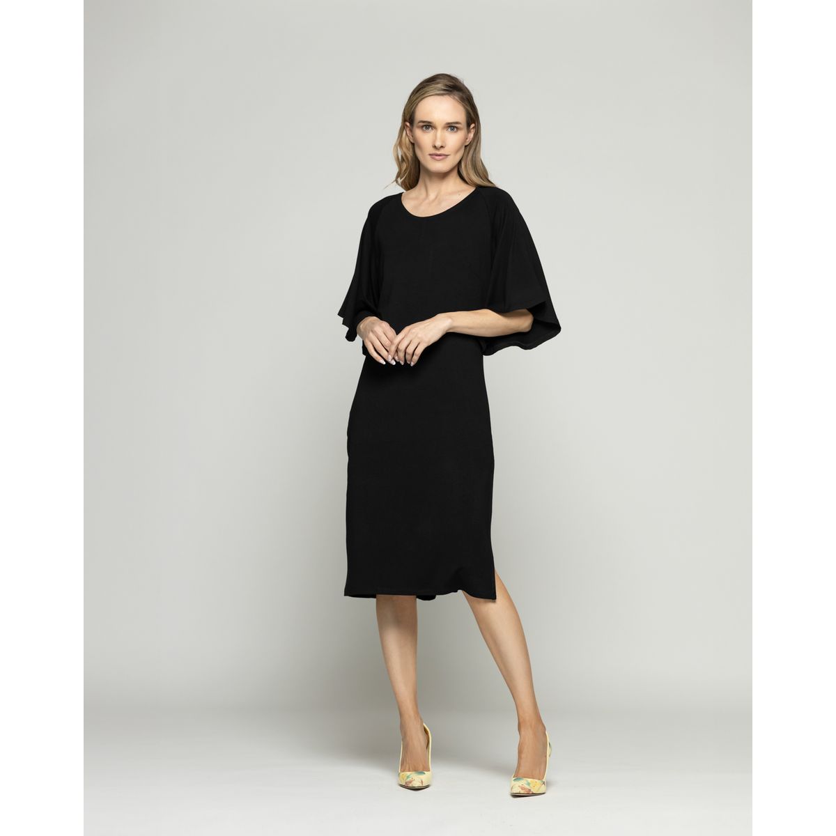 LUDOVICA - Vestido Mujer Zinnia Manga Murciélago Cuello Redondo Negro Ludovica