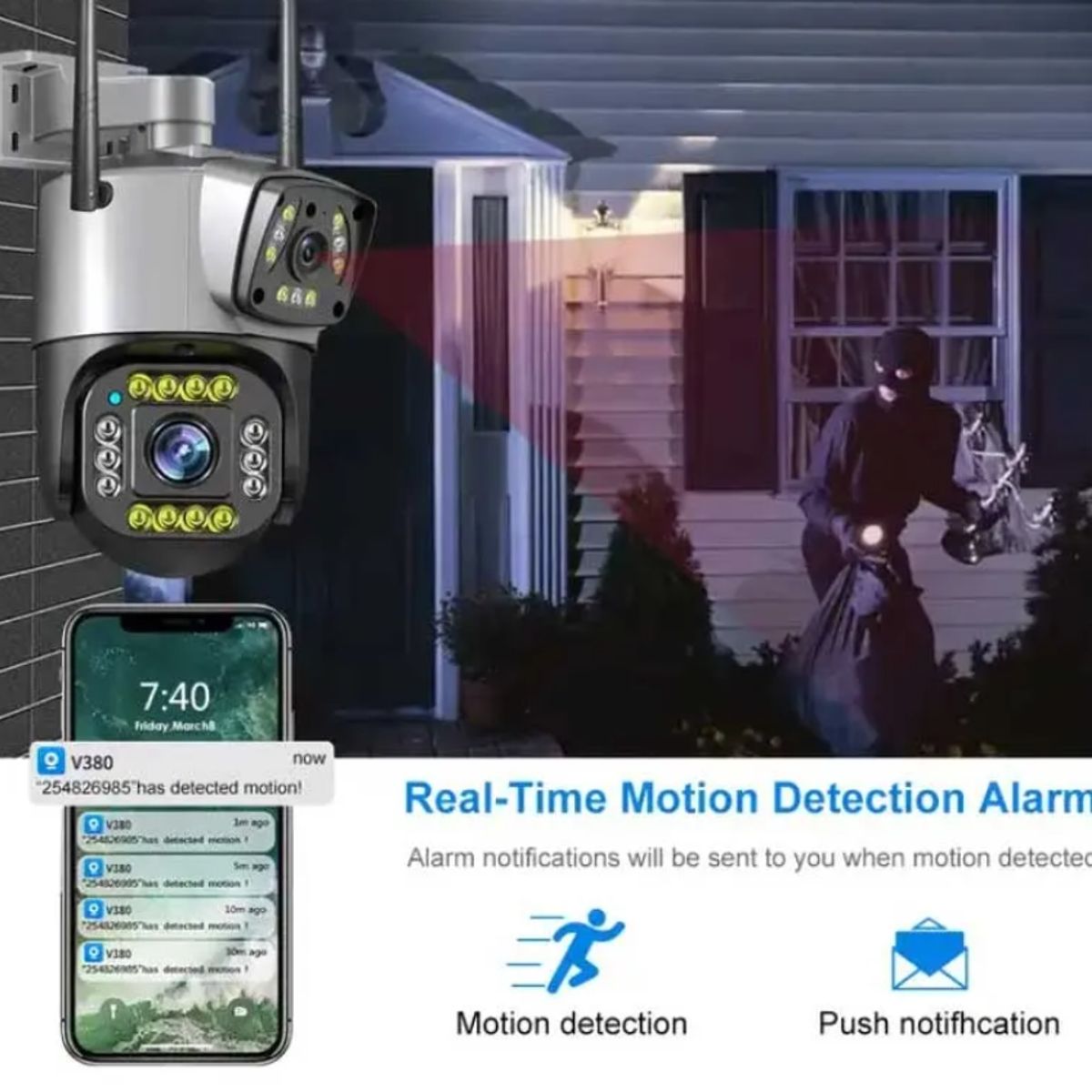 GENERICO - Cámara De Vigilancia V380 Pro Seguridad Indooroutdoor Negro