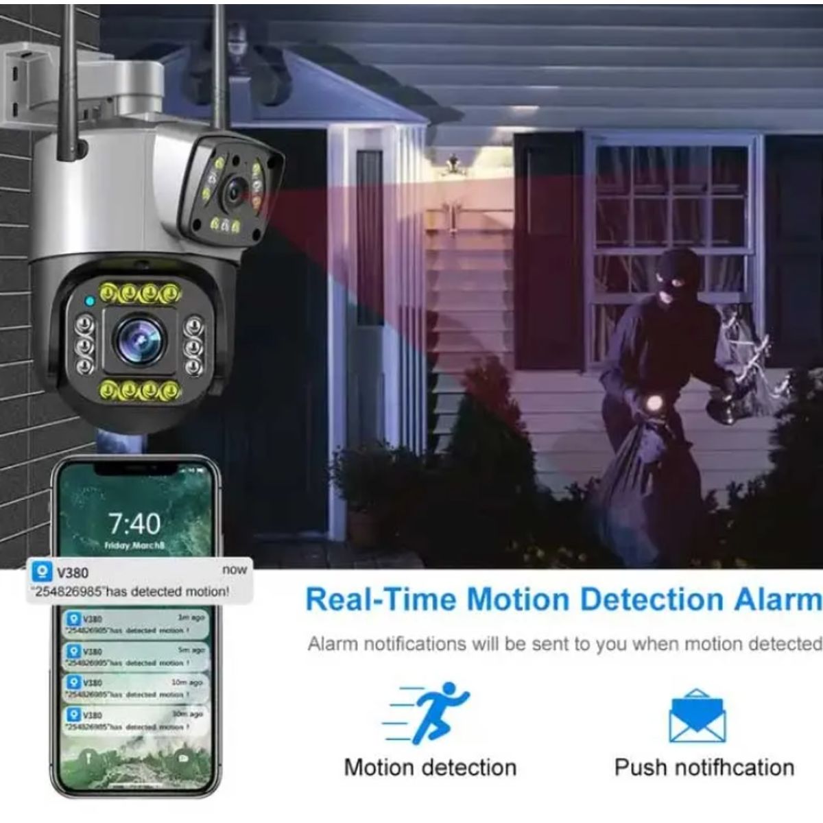 GENERICO - Cámara De Vigilancia V380 Pro Seguridad Indooroutdoor Negro