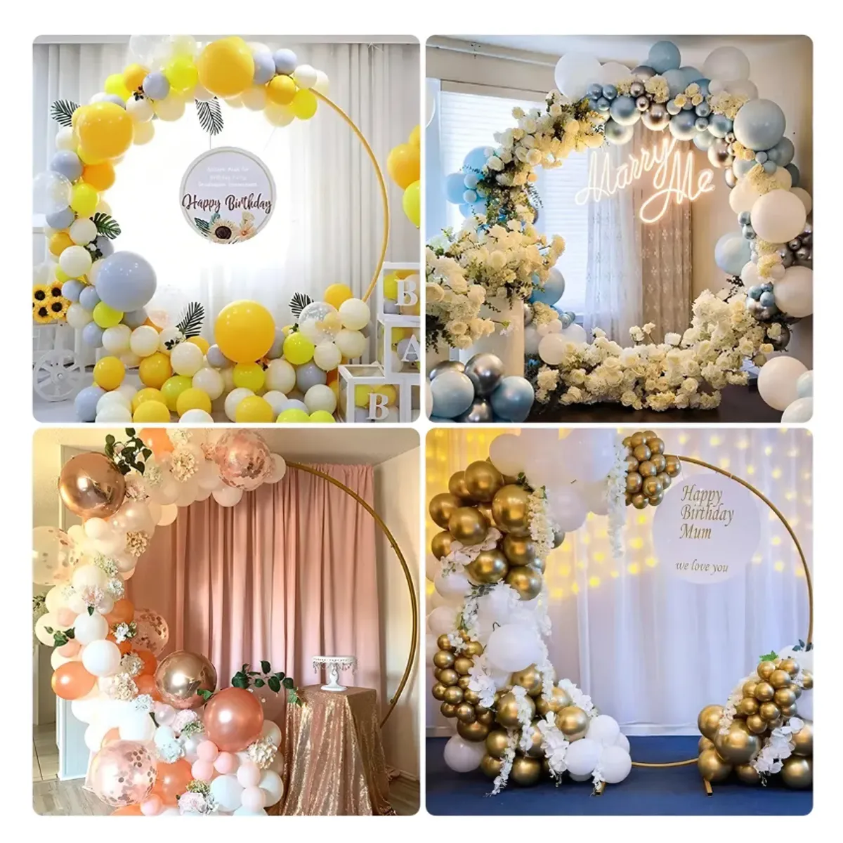 GENERICO - Base Estructura Circular Arco De Globos 2M  Candy Bar Metalico