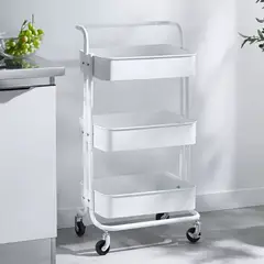 GENERICO - Carrito Organizador Multiuso De 3 Niveles Con Ruedas Blanco