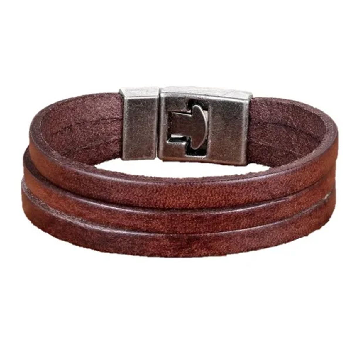 GENERICO - Pulsera Triple Cuero Café Hombre Moda Masculina Royal Madriz