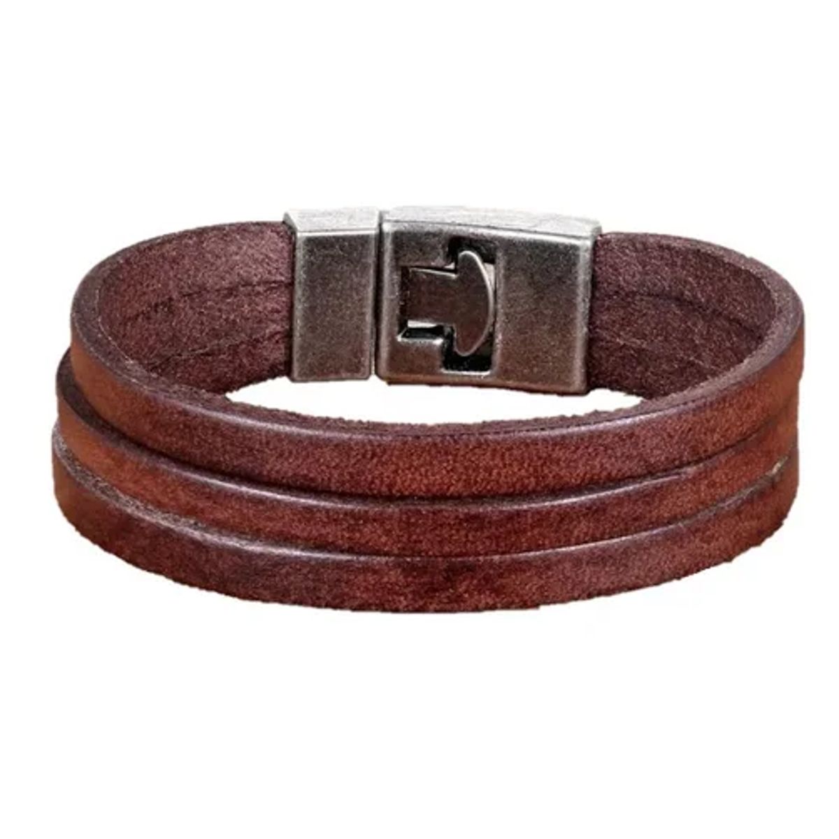 GENERICO - Pulsera Triple Cuero Café Hombre Moda Masculina Royal Madriz