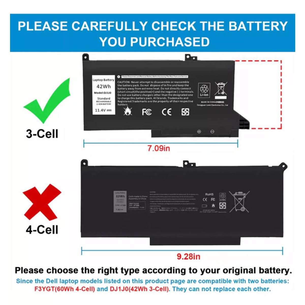 GENERICO - Batería Para Dell Latitud 7280 7380 7000 DJ1J0